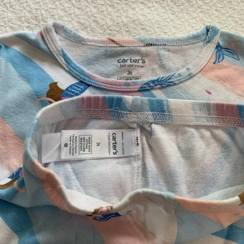 5/$25 Carter's Just One You Toddler Girls 3T Mermaid Pajama Set Blue Pink 2PC PJ